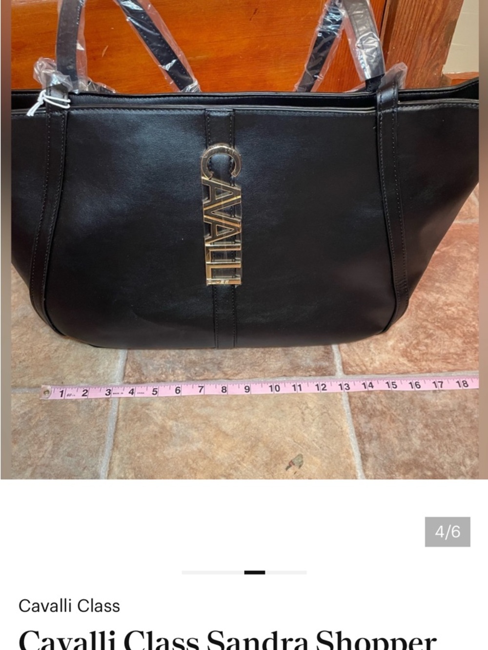 Cavalli Class Black Shopper Tote NWT - Picture 4 of 6